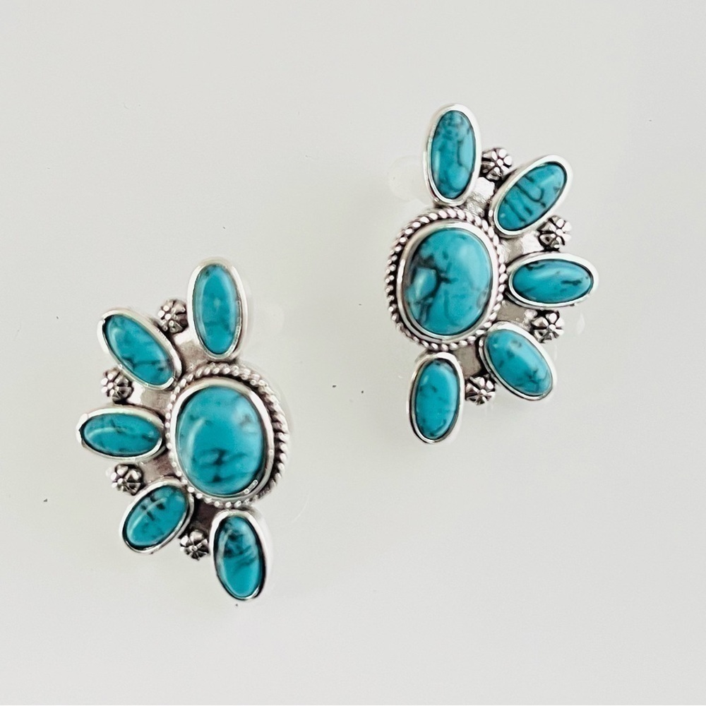 Turquoise silver stud earrings western